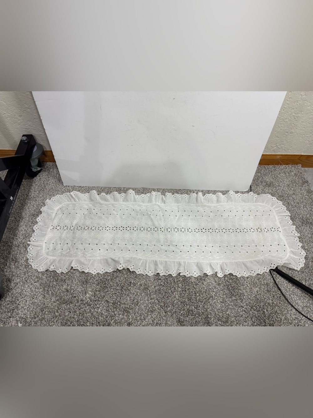 Shabby Chic White Eyelet Lace Ruffle Runner